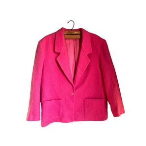 VTG Jantzen Womens Jacket Blazer Long Sleeves Peak Lapel One-Button Pink Size 18